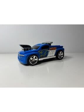 2002 Hot Wheels Blue Hot Rod 6" Push-Button Powered Toy Car